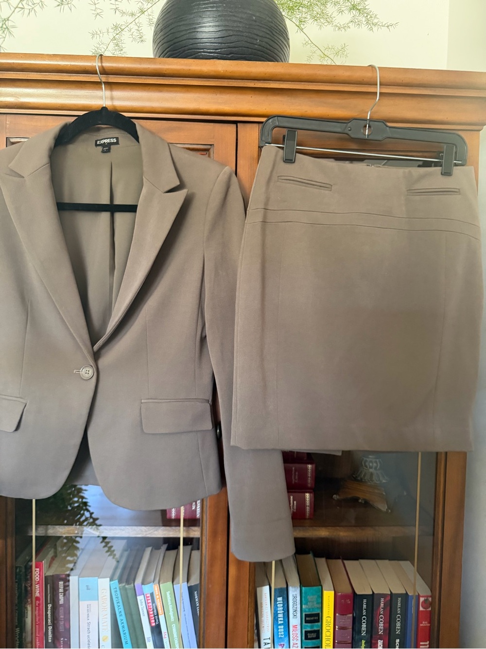 Express Women's Taupe Blazer and Skirt Set